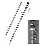 Sports Flags Pennants Company Aluminum 6' Foot Spinning Silver Flagpole for Grommet or House Flag