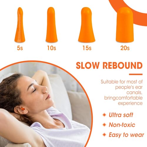 Image of AZEN 200 Pairs Ear Plugs, NRR 32dB Soft Foam Ear Plugs for Sleeping Noise Cancelling, Earplugs for Concerts Shooting Swimming Noise Reduction,Individually Wrapped (Orange)