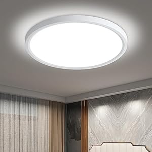 Afaoel 12 “LED Ceiling Light 24W Color Temperature 5000K, Flat Circular Ceiling Light for Bedroom, Kitchen, utilities, Laundry, Closets, Hallways, Easy Installation (White -5000K, 12 Inch)
