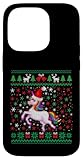 ugly christmas unicorn santa hat funny xmas family custodia per iphone 14 pro