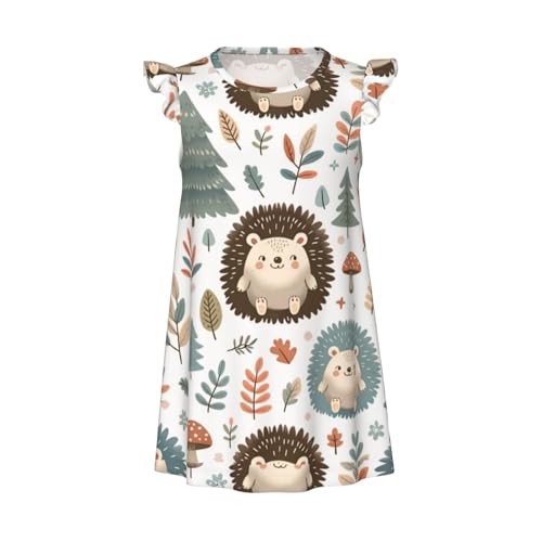 Augenstern Flutter Sleeve Nightgown Nature-Cute-Hedgehogs Soft Sleepwear Nightdress
