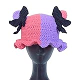 HINAYOSAN Gorro de punto cálido de invierno con orejas lindas decorativas, hecho a mano, para Halloween, mujeres, niñas, adolescentes, cubo de punto con orejas para mujer, Halloween, lindo punto, a