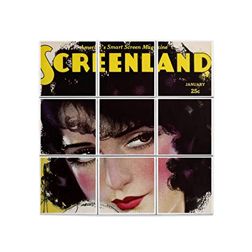 Carreaux Céramique Vintage Screenland Magazine 1930 Cinéma Décoration Murale 60x60 cm Lot de 9