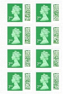 2nd Class Stamps (8 Pack) - Self Adhesive UK Letter Postage Stamps for Standard Mail with Barcode - Royal Mail Second Class Postage Stamps