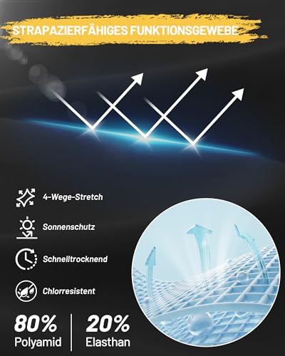 Runhit Badehose Herren Lang Enganliegend, Schnelltrocknende Schwimmhose Eng 6–8 Zoll, Elastische Badehose für Schwimmen Trainings, Schwarz L