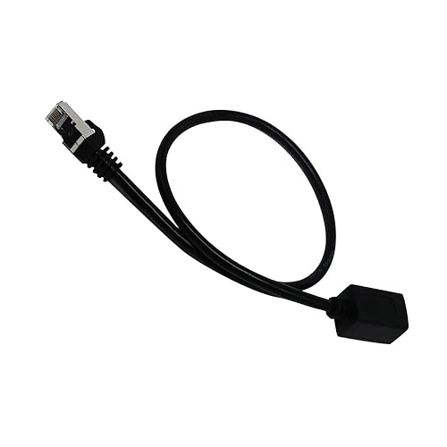 Miniatura 2 de Cable de extensión Ethernet CAT6, cables RJ45 de 90 grados blindados macho a hembra, ancho de banda de soporte de hasta 250 mhz, 1.6 pies, negro