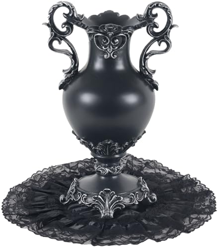 DARK GOTVIC Gothic Victorian Resin Vase with Lace Doily –