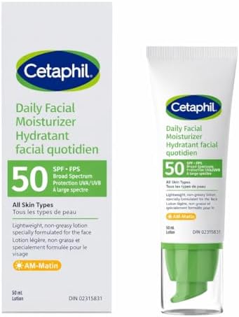 Cetaphil Daily Facial Moisturizer SPF 50, 1.7 oz, Dry to Normal Skin, 1 Pack