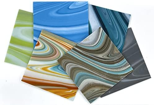 COE96 Oceanside 6 inch X 6 inch Assorted Fusers Reserve Glass 6Pack