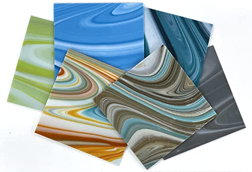 Coe96 Oceanside 6 Inch X 6 Inch Assorted Fusers Reserve Glass 6Pack #TOP29