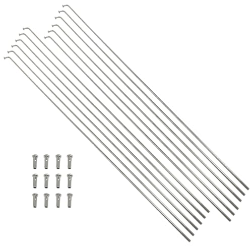 Meuey Lyot Silver Stainless Steel Spokes 280 mm/11 Inch Bicycle Spokes Bike Nipple 14G Spoke Mountain/Road Bikes with 14mm Spoke Caps 12PCS