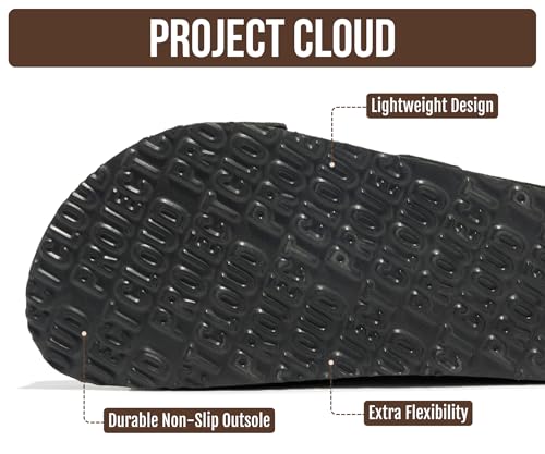 Image of Project Cloud Mens Sandals, 100% Genuine Leather Mens Slides (Heritage) | Memory Foam Insole & Cork Footbed Slides for Men Footwear Non Slip Summer Sandals for Men & Lightweight Sandals Men