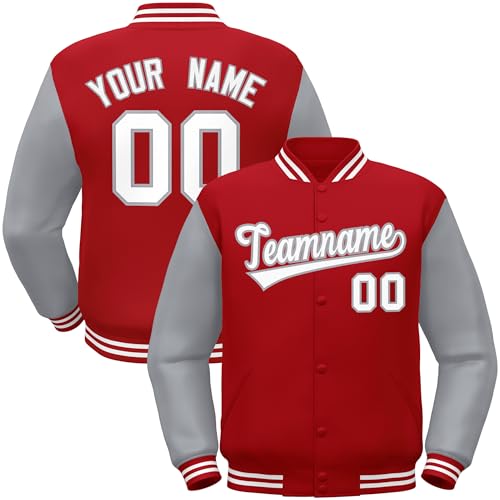 KXK Custom Men’s Varsity Jacket Personalized Letterman Baseball Bomber Jackets Stitched Name Number Logo
