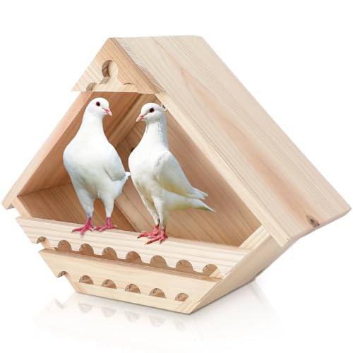 DoubleFill 1 Pcs Cedar Dove Nesting Box Bird House Outdoor Wood Triangular Opening Bird Box House for Doves Nesting and Roosting Platform Garden Decoration