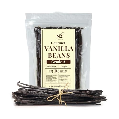 25 Whole Vanilla Beans Grade A ++ | Premium Fresh Vanilla Bean Pods for Making Extract and Baking- Moist, Oily & Plump, Rich and Intense Aroma | ~6-8Inches. by NYVanilla
