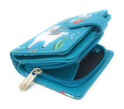 Shag Wear Llama Small Animal Wallet for Women and Teen Girls Vegan Faux Leather Teal 4.5"3