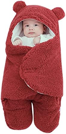 IntotoBABYHERO Baby Swaddle Blanket, 3-6 Months Infant Swaddle Wrap Sleepsack with Hood for Head-to-Toe Comfort – Gender Neutral Baby Wearable Blanket with 3-Ply Cotton and Wool Design ( Red )