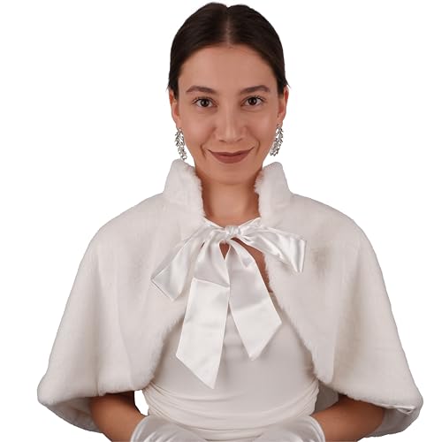 Image of LIMELIA Bride Wedding Faux Fur|Shawl Wrap Stole for Bride, Bridesmaid-Feather Scarf Fur for Evenings, Bridal Wedding Party