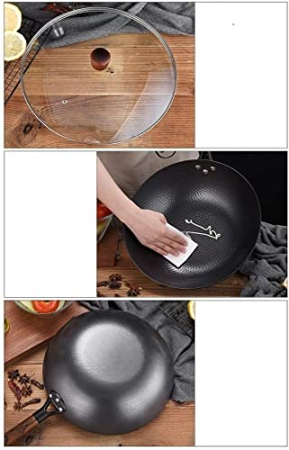 Wok de hierro fundido con tapa y mango de madera 12.5 pulg miniatura 7