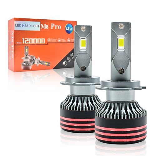 Onraying Faro LED H7 Para Automóviles, 50000LM 130W 6500K Blanco Frío, 900% Luminosidad, Formato Mini 1:1, IP68, Ventilador, Sustituto de Halógenos, Instalación Plug-N-Play, Paquete de 2 Piezas