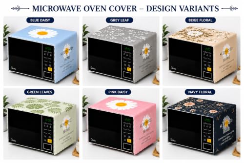 Image of Microwave Oven Cover - Waterproof & Dustproof Protective Cover for Kitchen, Heat Resistant Fabric, Universal Fit for Standard Microwave Ovens, Easy Clean Stylish Printed Design (Mint Green)