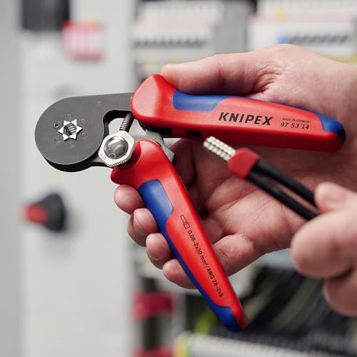 KNIPEX Selbsteinstellende Crimpzange für Aderendhülsen mit Seiteneinführung mit Mehrkomponenten-Hüllen brüniert 180 mm, 97 53 14