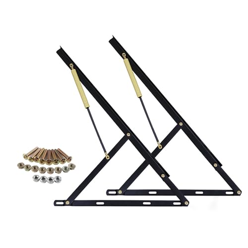 Soporte neumático, 1 par de mecanismos elevadores cama modernos y sencillos, resistentes, con resortes gas, kit almacenamiento hidráulico neumático(Black,1500mm)