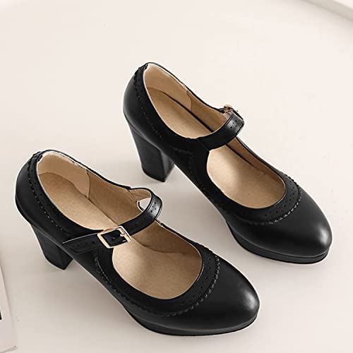 Womens Fashion 7.5CM High Heels Lolita Princess Single Shoes Concise Ankle Strap Maid Mary Jane Pumps2