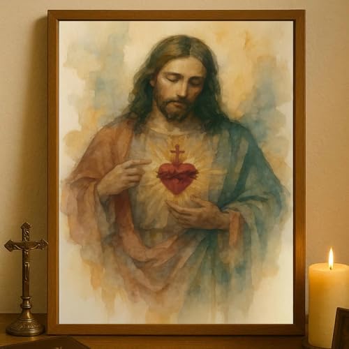 Sacred Heart of Jesus Wall Art Jesus Christ Wall Art Divine Mercy Poster by YUOPTKITR - Used condition - Image 4