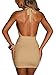 Women's Sexy Criss Cross Halter Tie Up Backless Drawstring Ruched Bodycon Mini Club Party Dress,Medium,Khaki