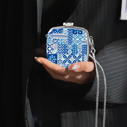 Mini Jewelry Box Diamond Art Mirror Compact Bulk Travel Handheld Mirror Makeup Small Hand Bag DIY Diamond Art Portable Jewelry Box Pocket Craft Mirrors Box for Earrings Necklace Rings BN74-2