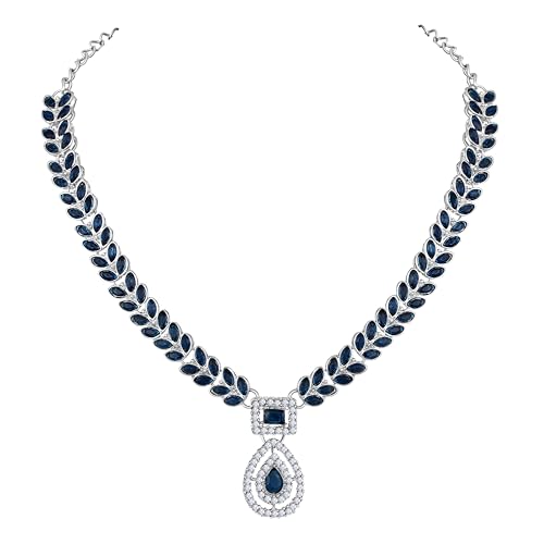 Image of Atasi International AD Diamond Kundan Style Silver Plated Crystals Necklace