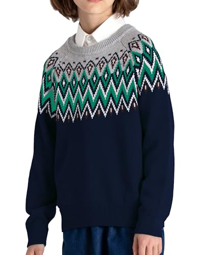 Image of BOBOYOYO Boys Sweaters 100% Cotton Cable Knit Kids Sweater Striped Pullover