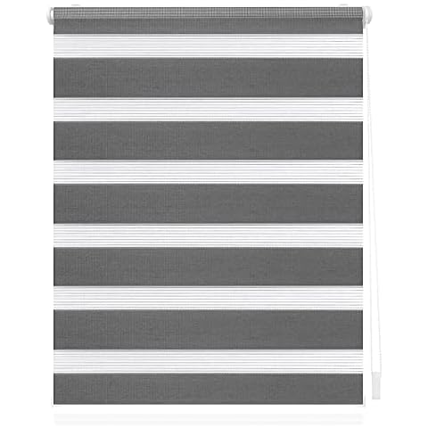 Double Layer Roller Blind 30x160cm Translucent or Blackout Dual Layer Horizontal Window Shades with Adjustable chain mechanism, for Bathroom,The Office Dark Gray Cover