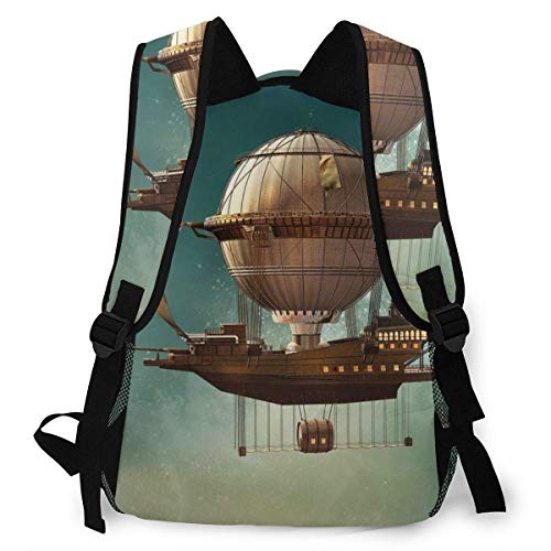 Lawenp School Backpacks Surreal Sky Scenery Steampunk Airship Fairy Sci Fi Stardust Space Image for Teen Girls&Boys 16 Inch Student Bookbags Laptop Casual Rucksack steampunk buy now online