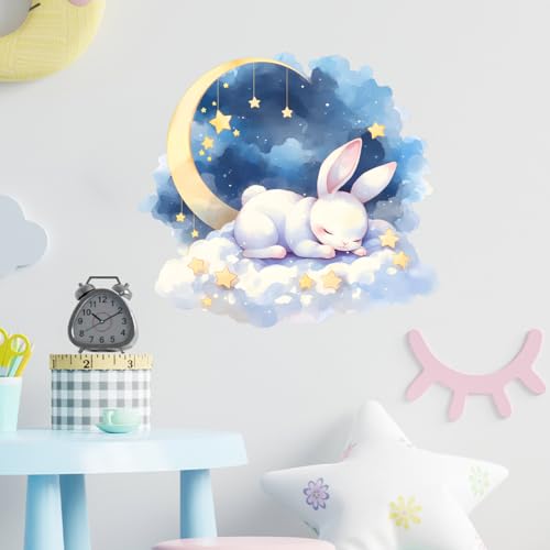 Vinilo decorativo infantil conejo y luna 60x44 cm