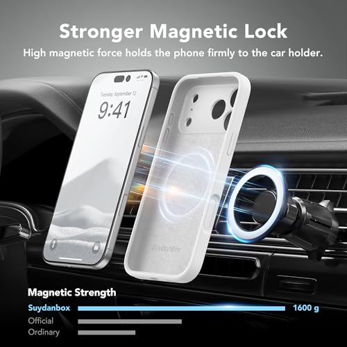 Image of Magnetic for iPhone 17 Pro Max Case, Compatible with MagSafe, [Full Camera Protection][Screen Protector] Silicone Shockproof Protective Phone Case for iPhone 17 Pro Max 6.9 inch, White