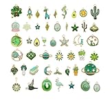 Julie Wang 30pcs Mixed Enamel Green Charms Assorted Bracelets Pendants for Jewelry Making Necklace Earrings Keychain Craft Findings