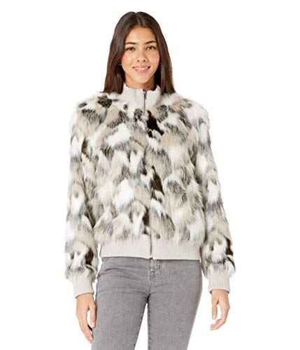 cupcakes and cashmere womens Danae Patchwork Faux Fur Bomber jacket, Birch White, Medium US