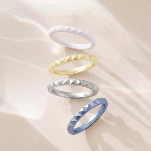 Image of Egnaro Silicone Wedding bands women:2.5mm Wide - 2mm Thick Gold and Silver Rubber Rings with Half Size,4-8 Variety Multipack