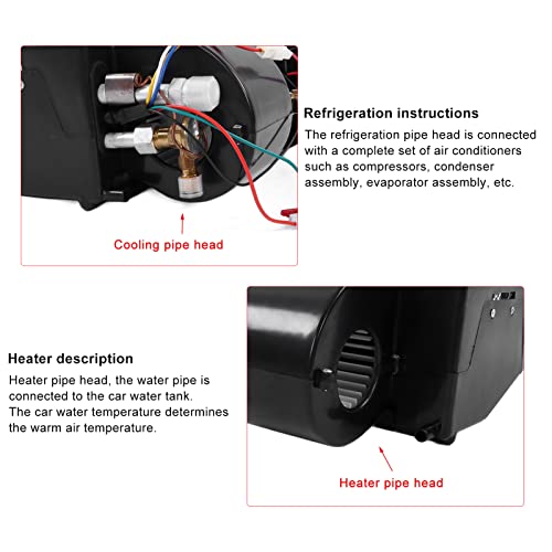 Sicerk Universal 12V 30W Underdash AC Cool Verdampfer, Schwarz, Tragbar, Geräuscharmer Betrieb, Kunststoff, Tischplatte, Luftkühler für Wohnmobile