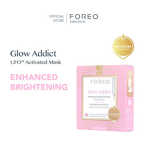 FOREO Glow Addict UFO-Activated Facial Mask - Hydrating Facial - Vitamin C & Vitamin E - For All Skin Types & Dull Skin - Antiaging - 6 pcs in Pack