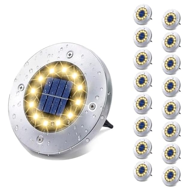 HOUSEOFLED Solar Ground Lights Solar Garden Lights In-Ground Outdoor Landscape Lighting Warm Light