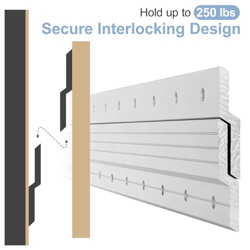 Image of 41 inch French Cleat Hanger Heavy Duty Mirror Mounting Hardware Aluminum Z Brackets Wall Hanger 250 lbs Load Interlocking Z Clips Hangers Picture Hanging Kit for Hanging Mirror, Frame - 1 Pair Silver
