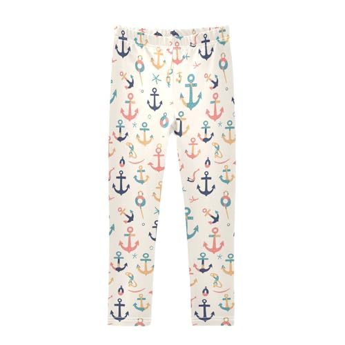 KLL Ocean Simple Anchors Toddler Girls Athletic Leggings Stretchy Full Length Leg Yoga Pants Gym