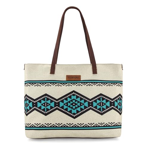 Image of Montana West Wrangler Aztec Print Canvas Tote Bag Capacity Shoulder Bag for Work, Travel & Everyday Use