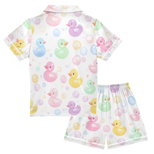 Summer Pajamas Satin Silk Sleepwear Short Sleeve Button Down 2 Piece Lounge Sets2