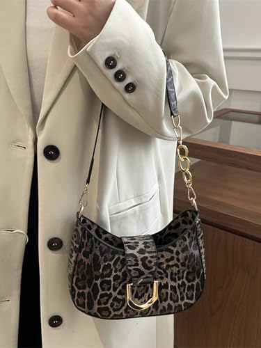 MakeMeChic Women's Leopard Print Shoulder Bag Zipper Y2k Underarm Handbag3