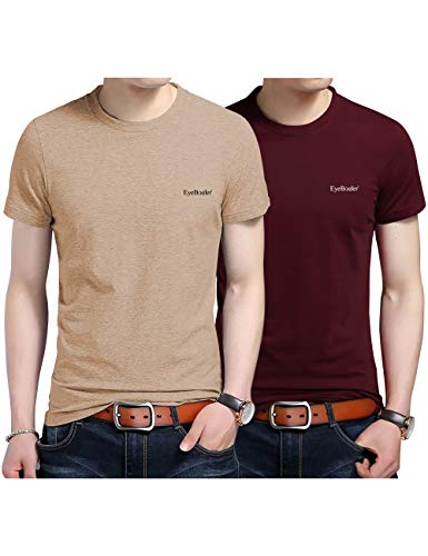 EYEBOGLER Regular Fit Solid Men’s Cotton T-Shirt- Pack Of 2 (T336HS XS-4XL Sizes) For Rs. 302 @ 77 %