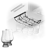 CairnCradle Whiskey Glass Rack - Under Cabinet Whisky Tasting Glasses Holder Storage Hanger Metal...